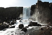 Vodopád Öxarárfoss na řece Öxará, Þingvellir
