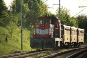 Osobní vlak Os 4633 s lokomotivou ČKD řady 714 220-1 („Pojízdná trafika“) (*1994-1997) na trati Tišnov – Kuřim